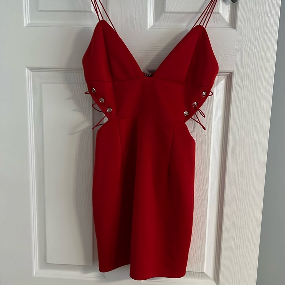 Tiger Mist Sexy Cut-Out Red Mini Dress - size Small